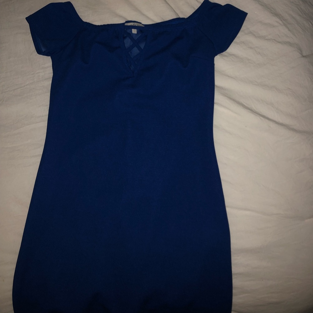 Dark blue dress.